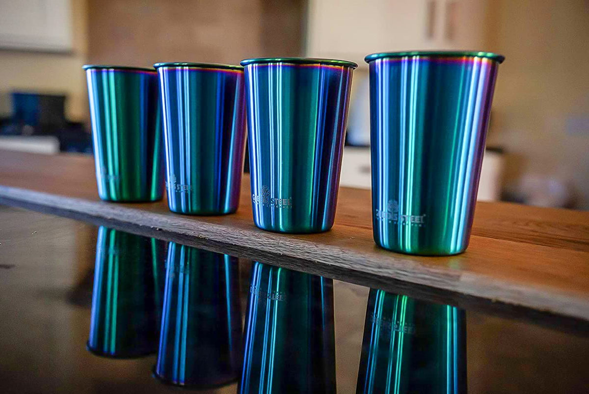 Stainless Steel Cups 16 oz Pint Tumbler (4 Count)