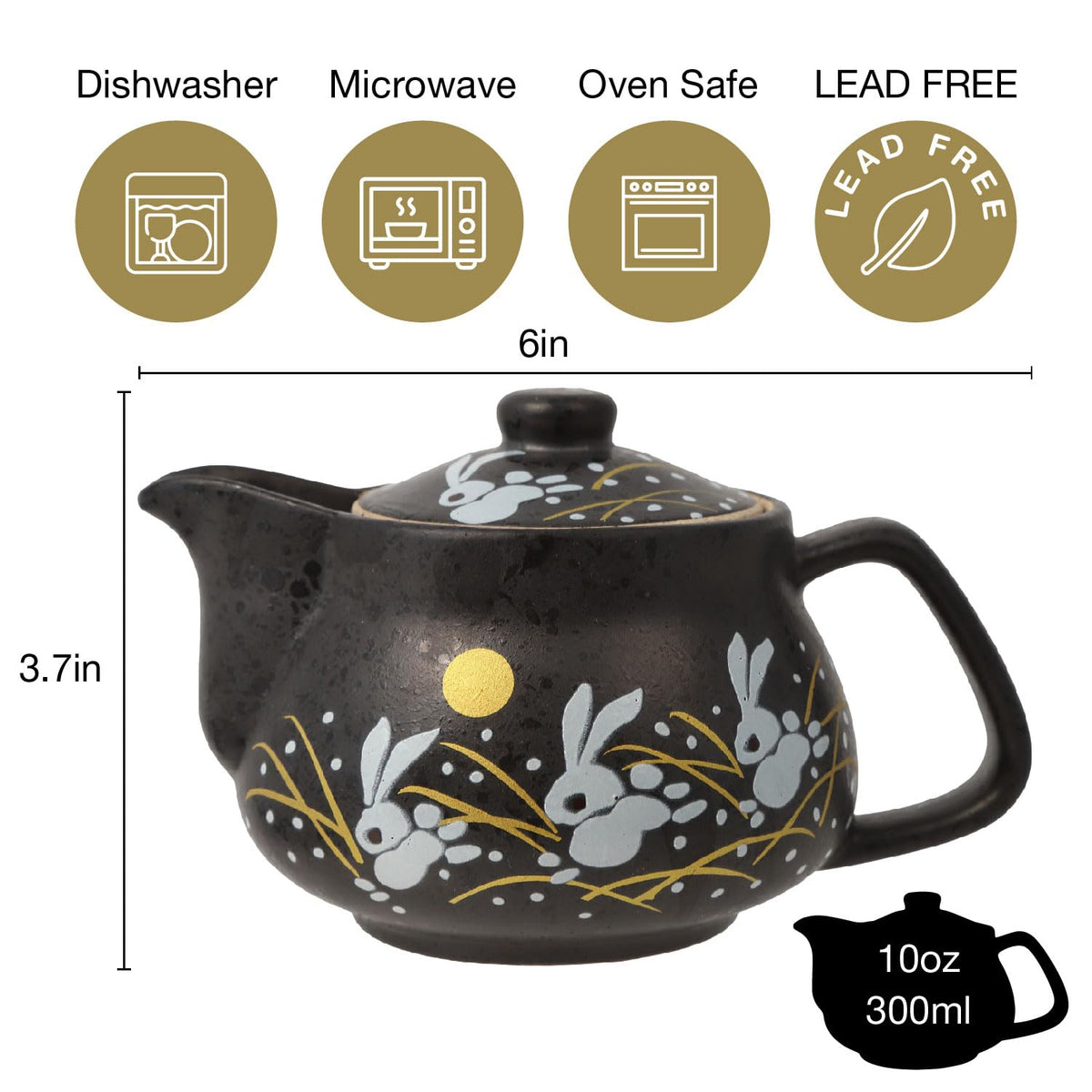 10oz bunny kyusu Rabbit Kutani Yaki