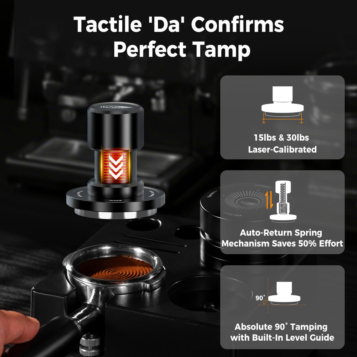 53.3MM V6 Impact Espresso Tamper with Sound Feedback