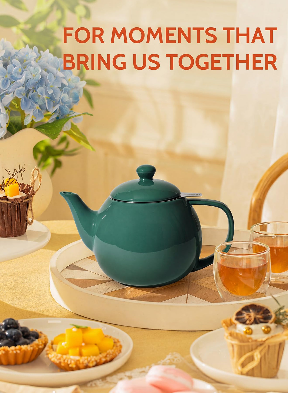 Porcelain Teapot 27 oz with Infuser for Loose Leaf Tea