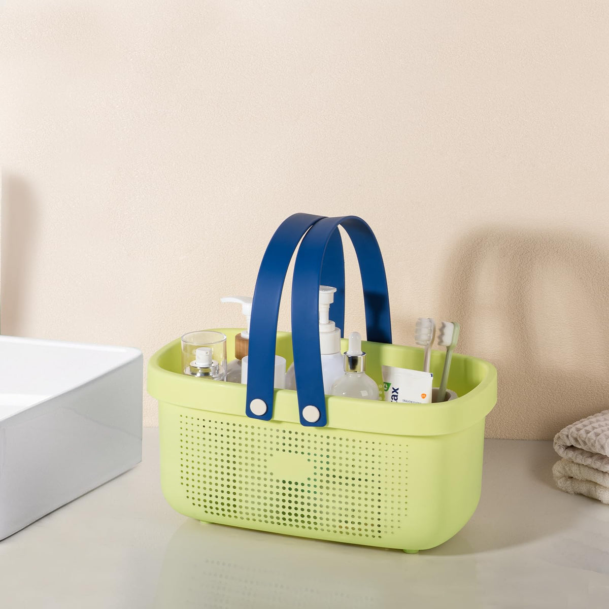 Portable Shower Caddy Basket with Handles Plastic Storage Basket ‌Yellow
