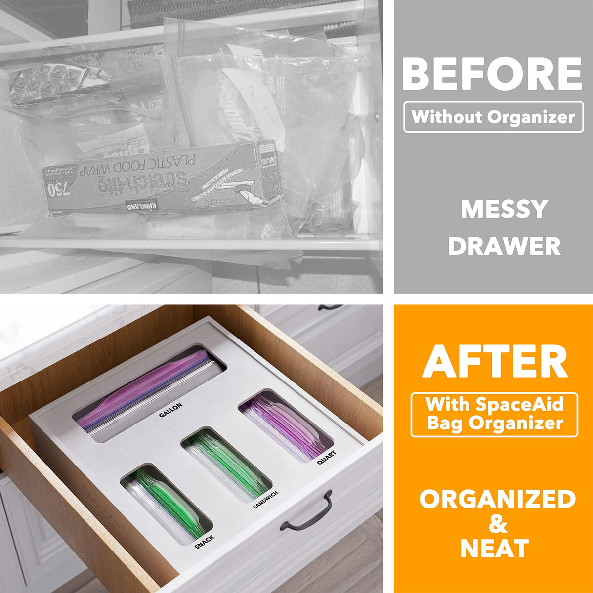 Bag Storage Organizer for Kitchen Drawer