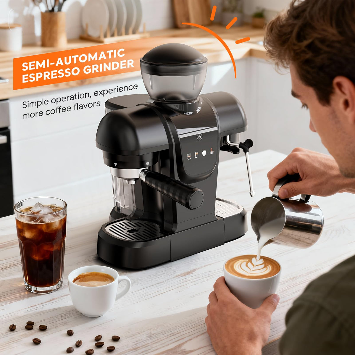 Semi Automatic Espresso Machine with Grinder