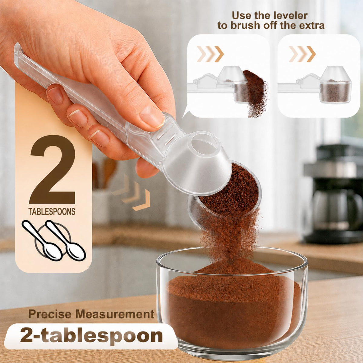 Coffee Scoop with Funnel for Ground Coffee & Protein Powder