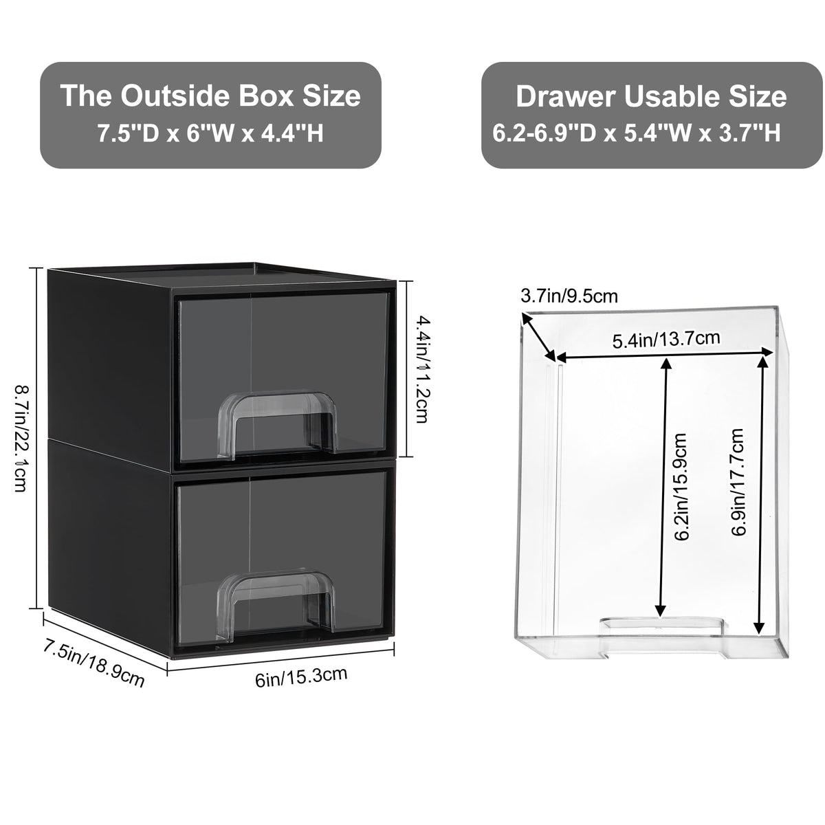 Black Small Stackable Storage Drawers for Cologne Organizer (4 Count)