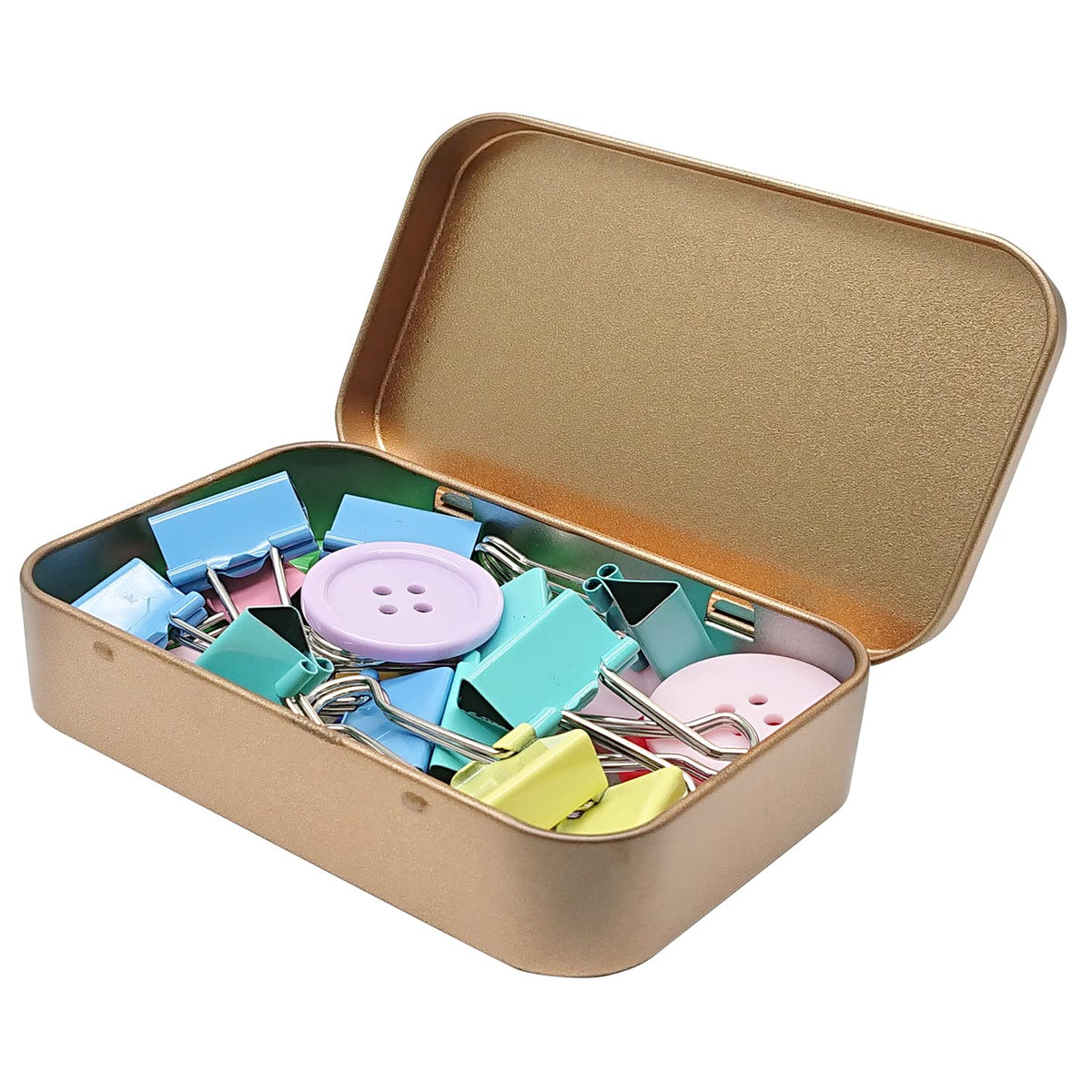 6 Pcs Small Hinged Tin Box Metal Tins Storage Containers (6 Count)