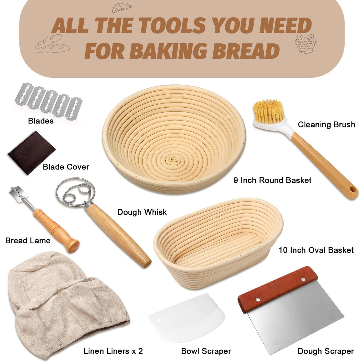 Sourdough Proofing Basket Gift Set (2 Count)