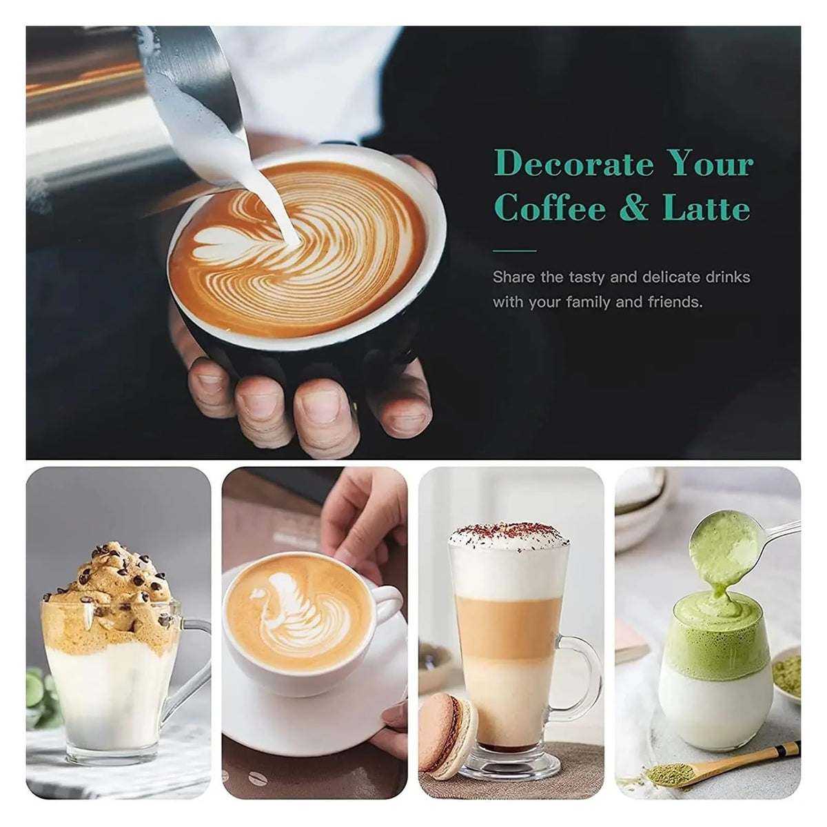 Electric Milk Frother Hand Coffee Whisk for Foam Mixing Kitchen