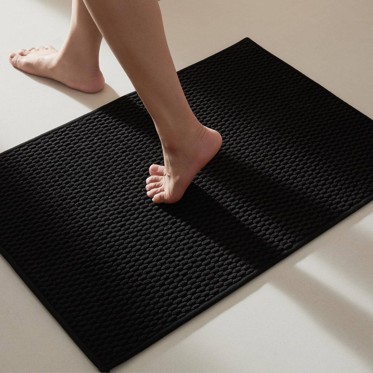 Black Bathroom Rugs Non Slip Washable (6 Sq Ft)