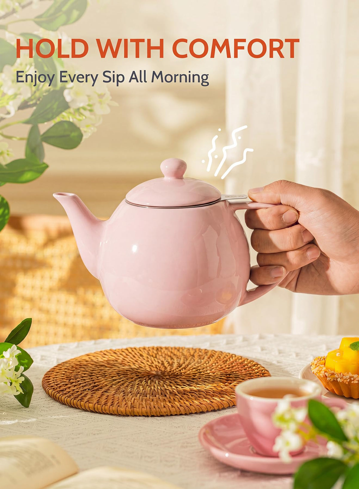 Porcelain Teapot 27 oz with Infuser for Loose Leaf Tea