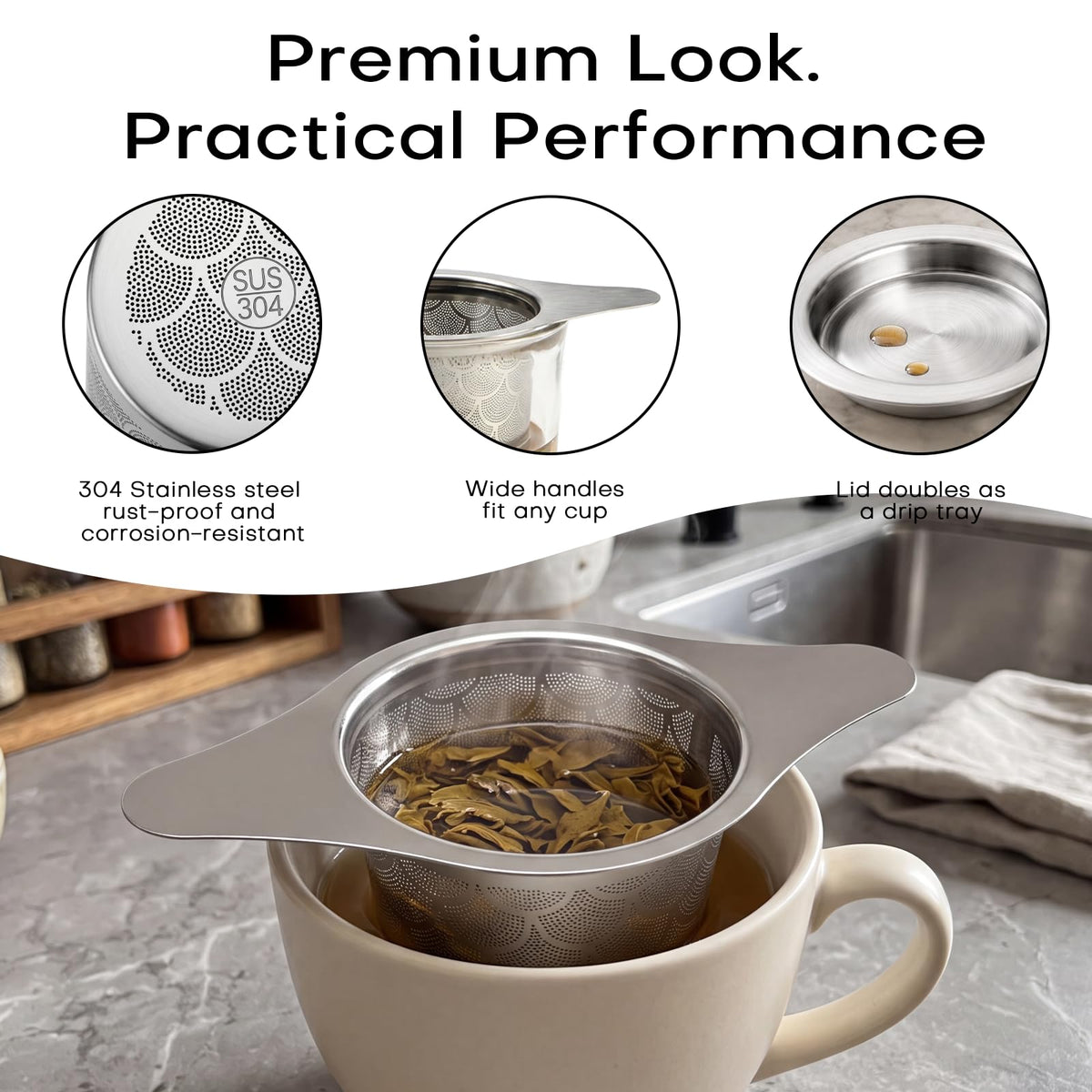 2 Tea Infuser Stainless Steel Mesh Strainer for Loose Leaf Tea (2 Count)