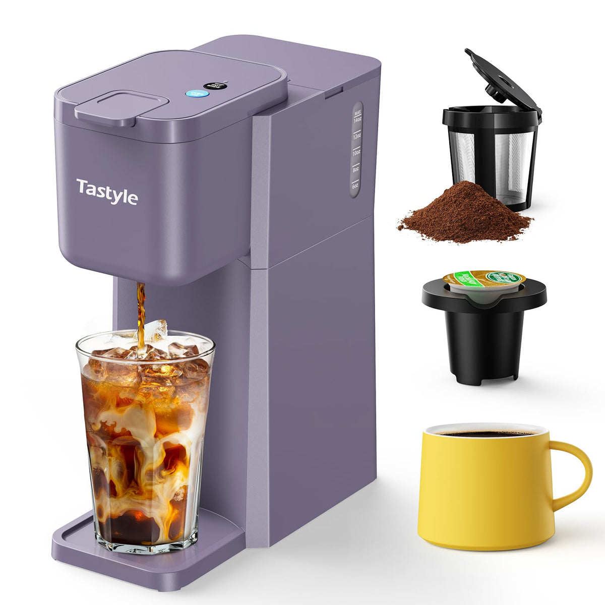 Mini Single Serve Hot and Iced Coffee Maker for K Cup and Ground