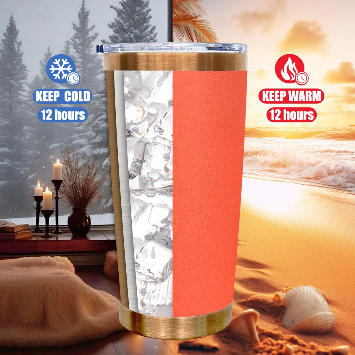 20 oz Tumbler Bulk Stainless Steel Tumblers with Lids and Straws Orange (4 Count)