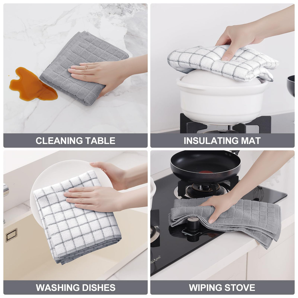 Large Premium Cotton Kitchen Towels 16"x 28" (4 Count)