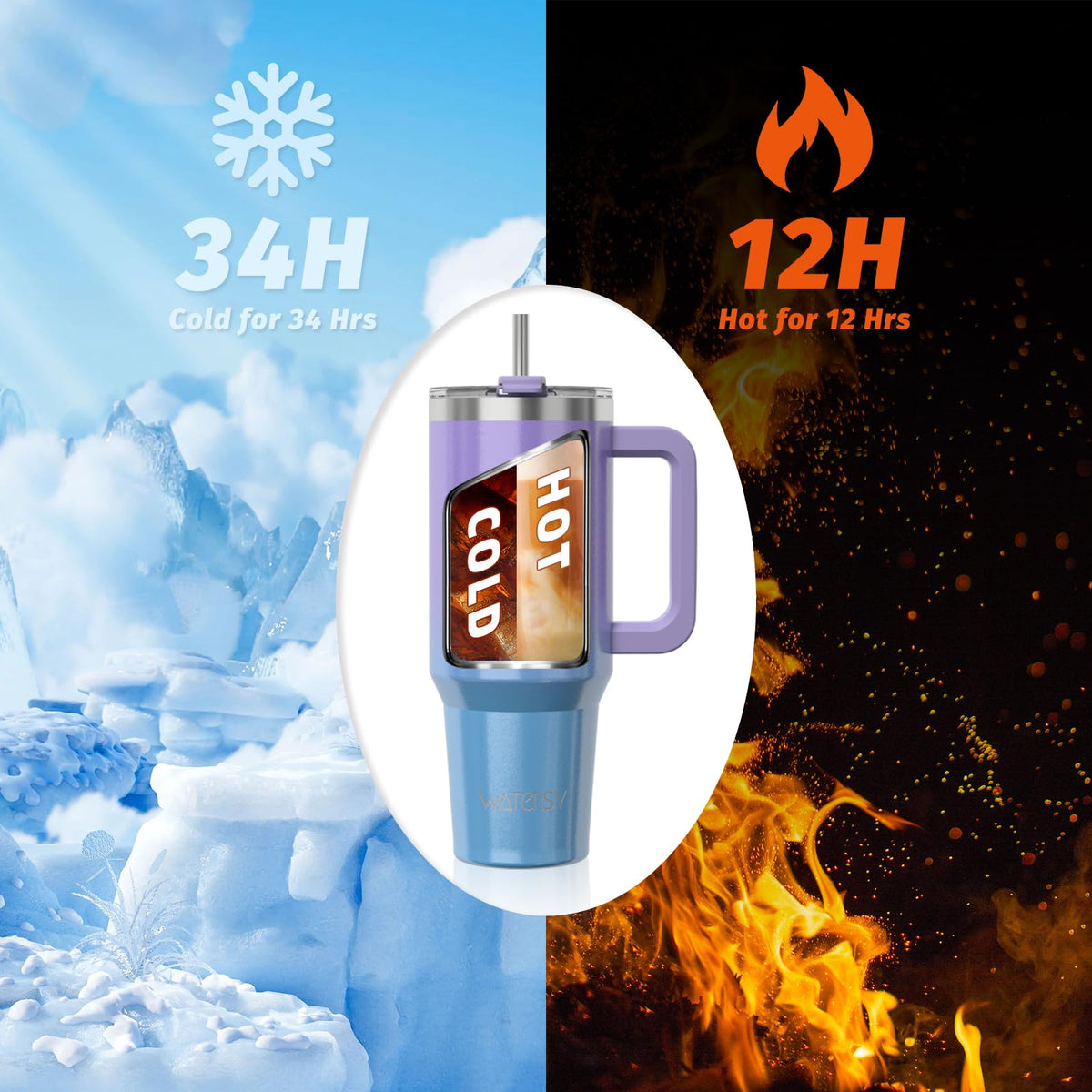 30 oz Shiny Tumbler with Handle and Straw