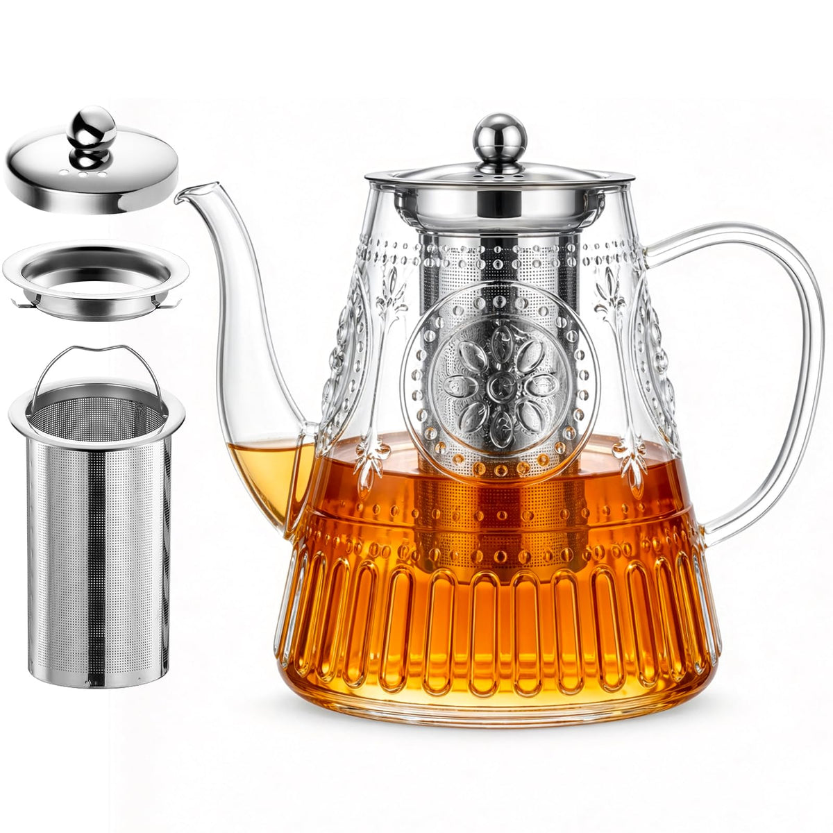 1500ml 52oz Large Glass Teapot