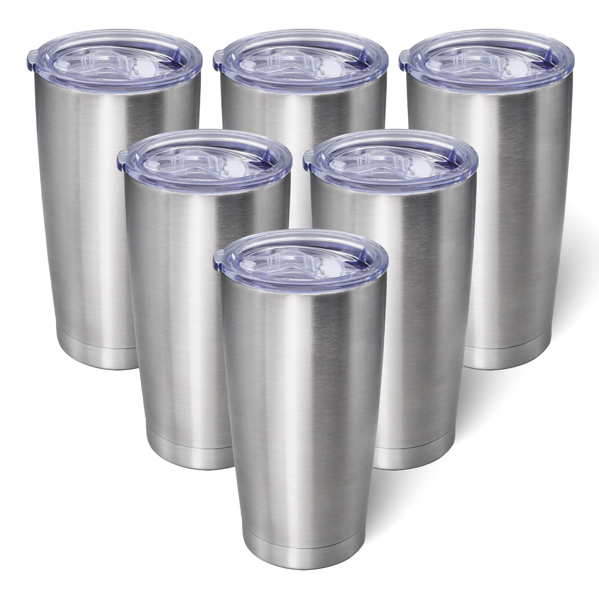 20oz Tumbler with Lid Stainless Steel Tumblers Insulated Mug SS 6P (6 Count)