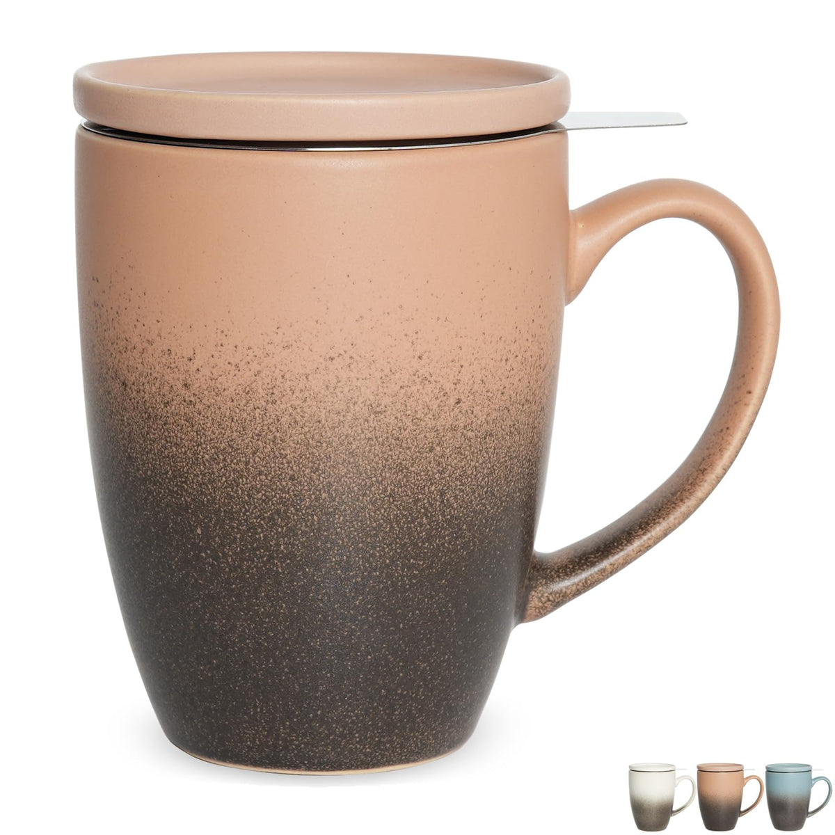 Matte Ceramic Tea Cup with Infuser and Lid