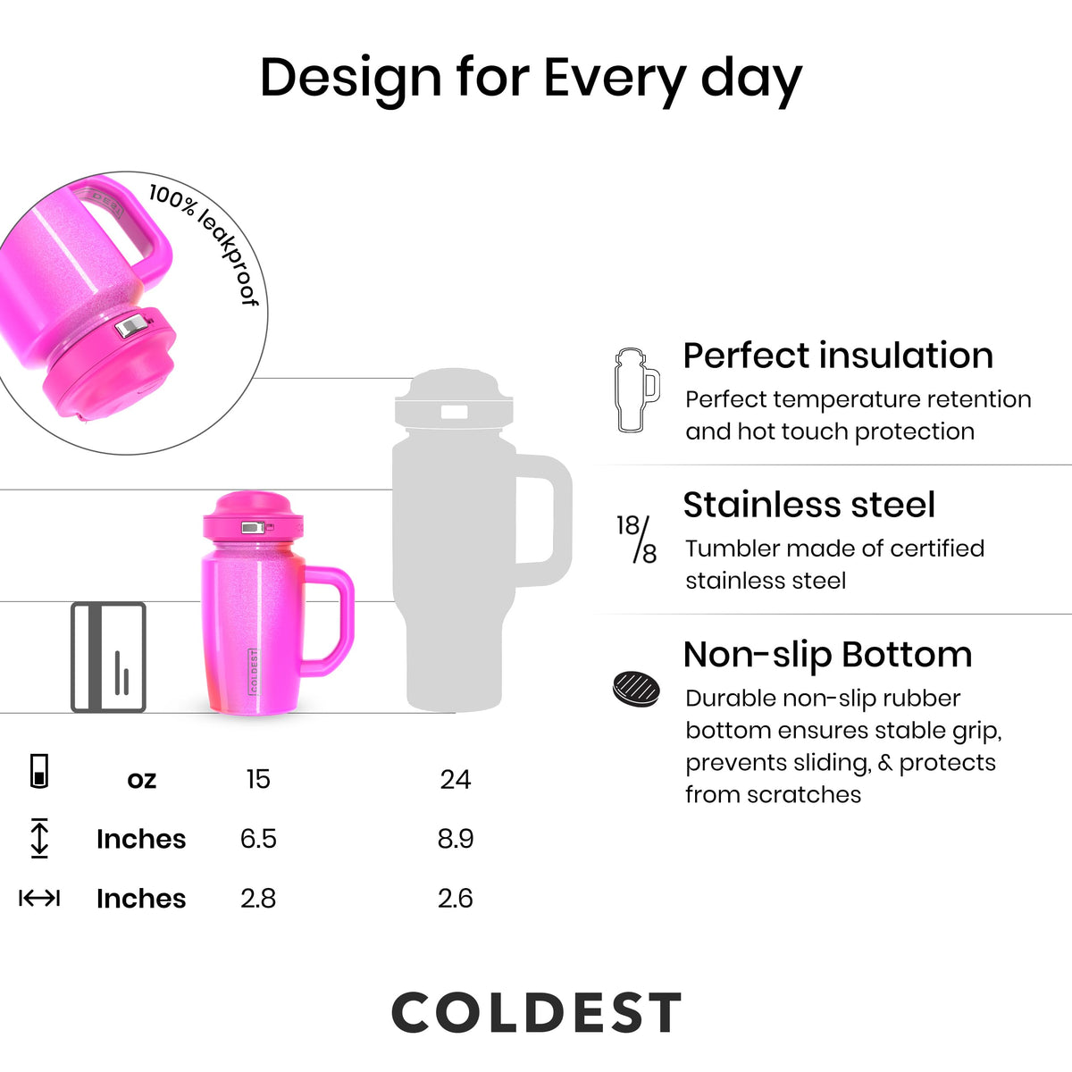 Coldest Tumbler with Handle and Coffee Lid