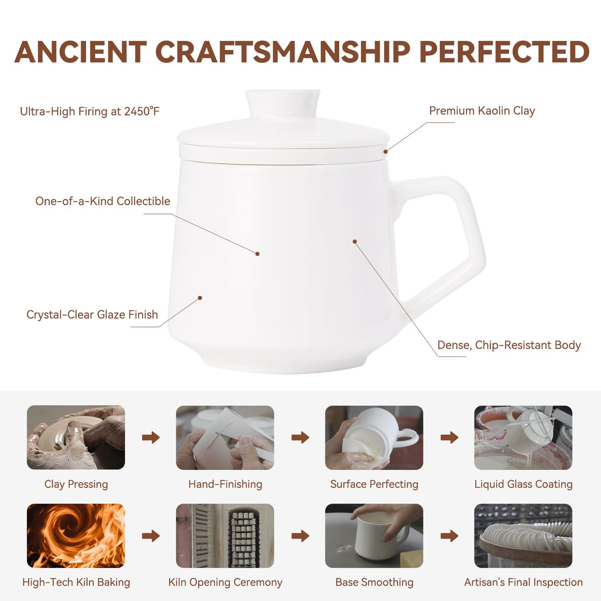 Ceramic Tea Mug with Infuser & Lid