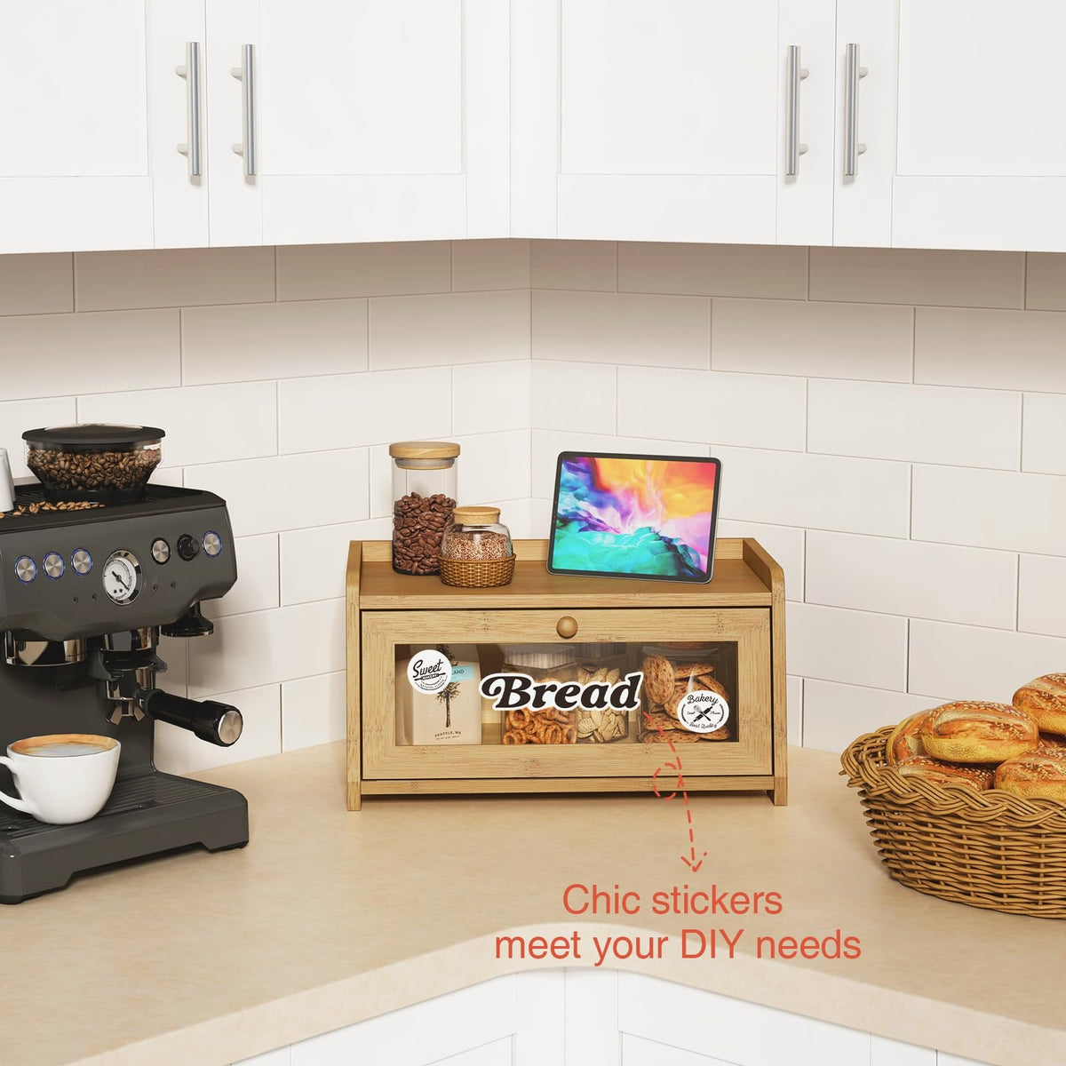 Wood Bread Box for Kithcen Countertop