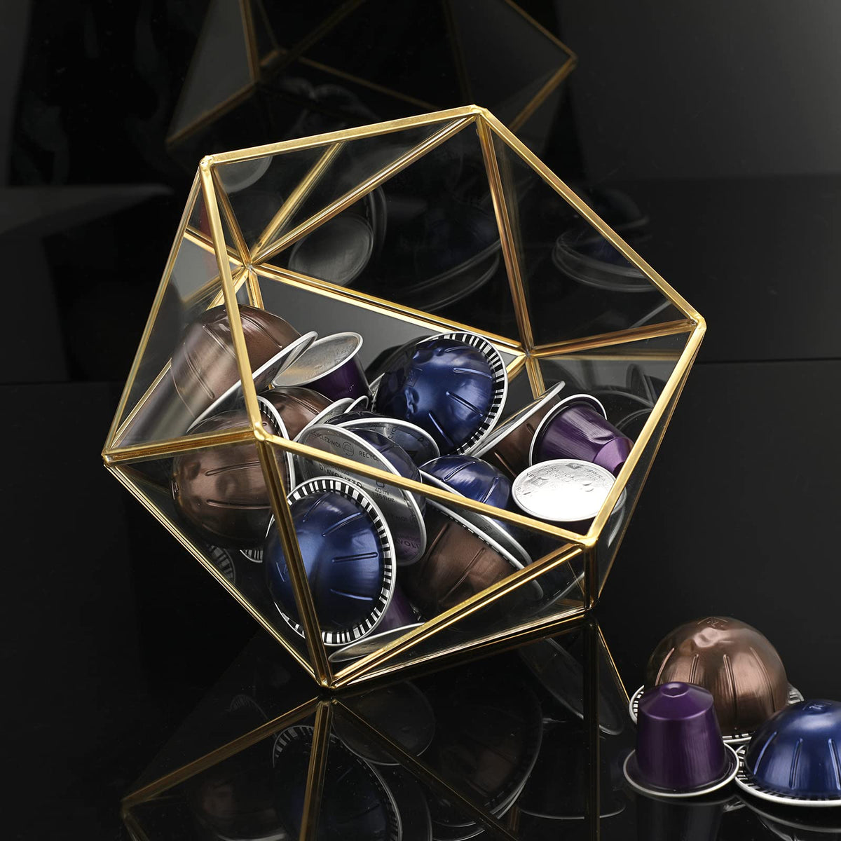 Gold Glass Coffee Pods Holder