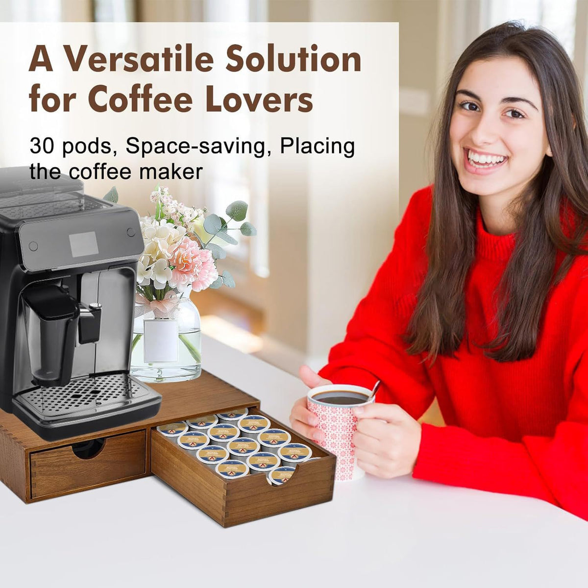 Wooden coffee capsule storage box