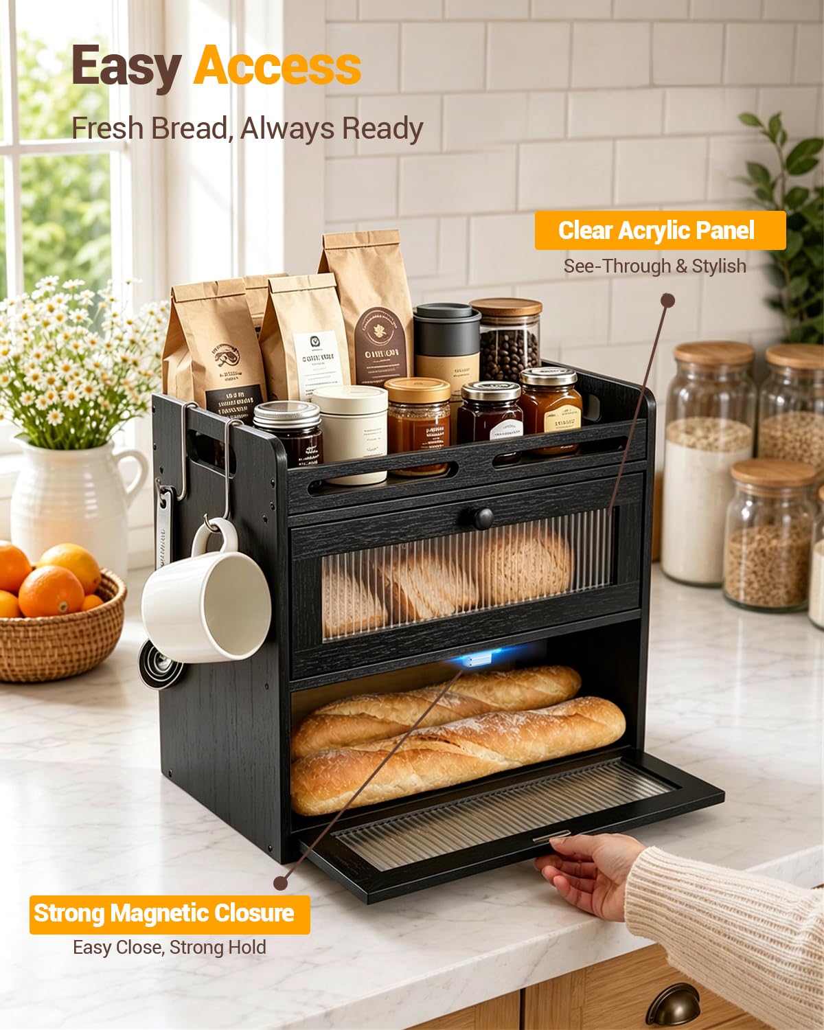 Bread Box for Kitchen Countertop