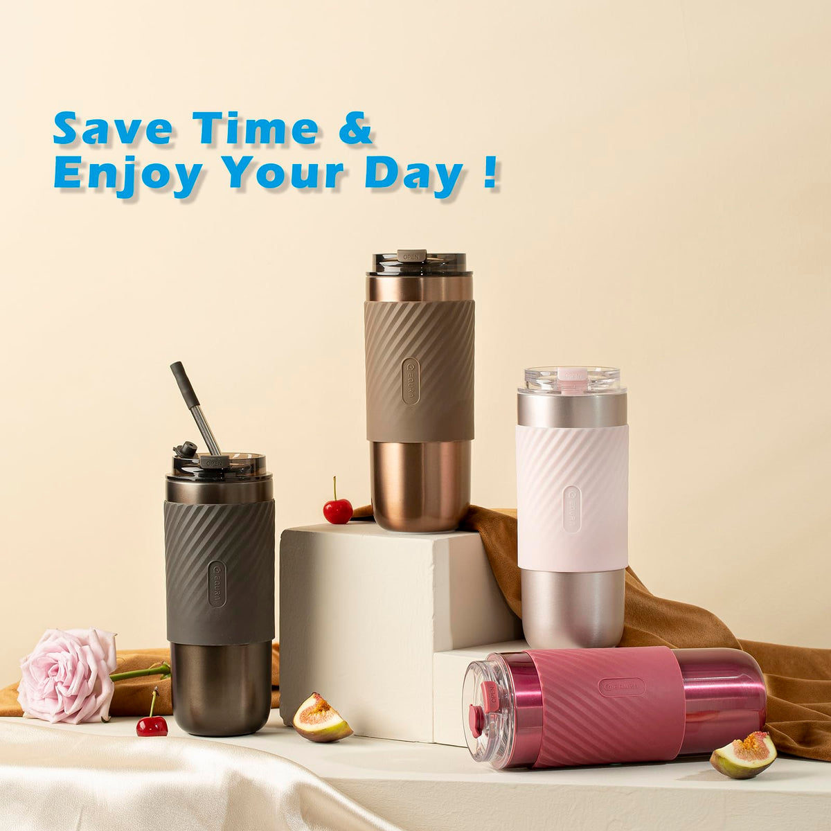 Vacuum Insulated Travel Mug with Lid Infuser and Straw for Coffee 17.5oz