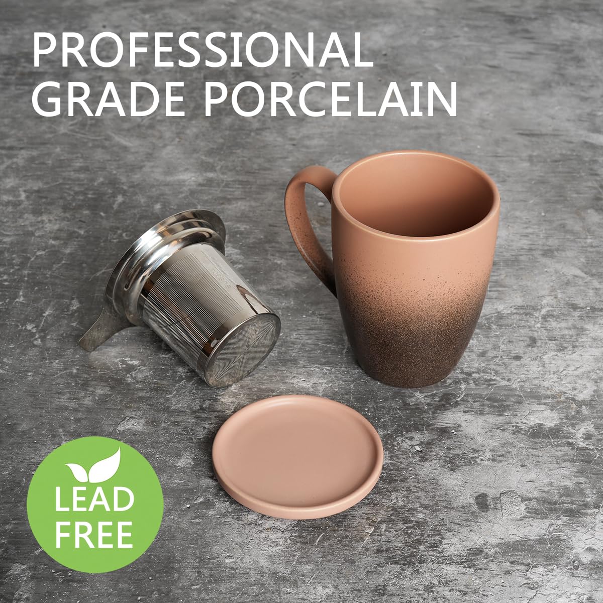 Matte Ceramic Tea Cup with Infuser and Lid