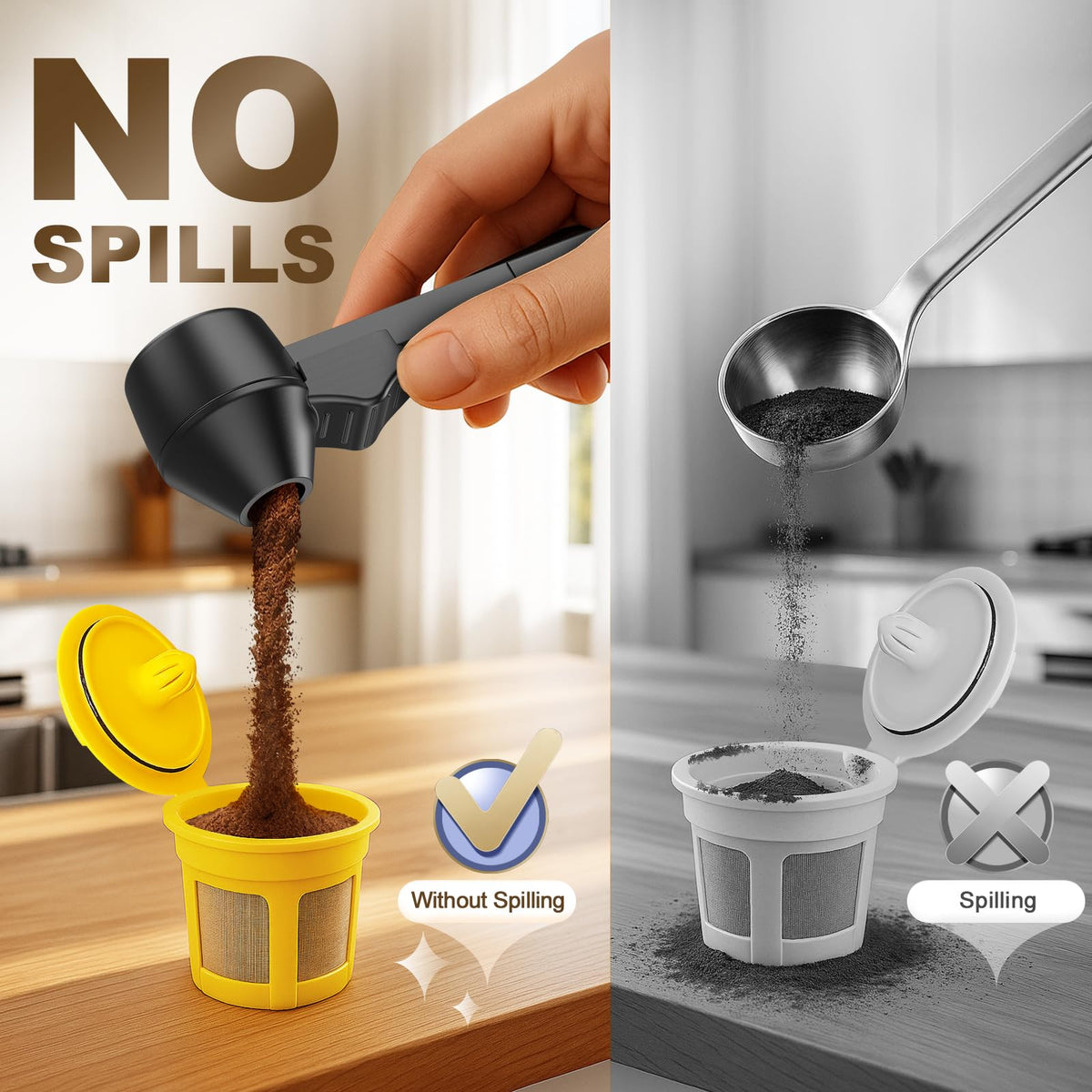 Coffee Scoop with Funnel for Ground Coffee & Protein Powder (2 Count)