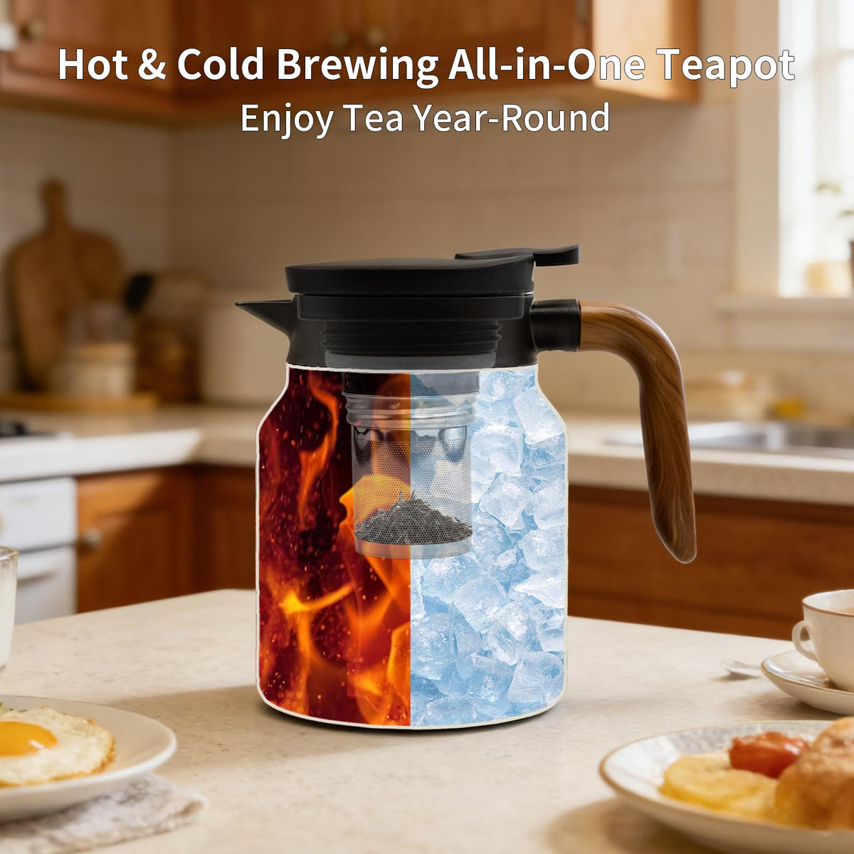 Stainless Steel Vintage Floral Tea Pot with Infuser