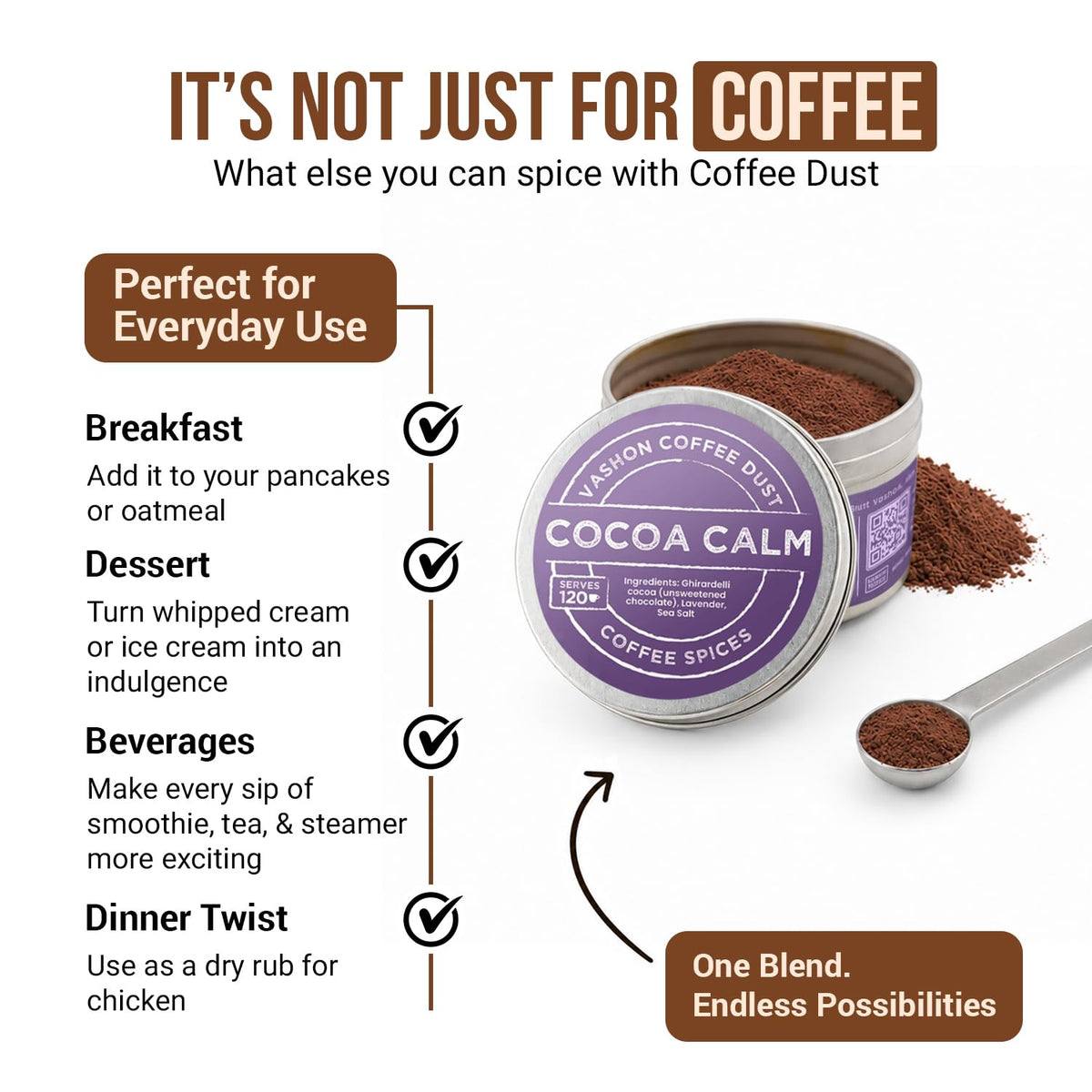 Coffee Dust Cocoa Calm Flavoring Powder (2 Ounce)