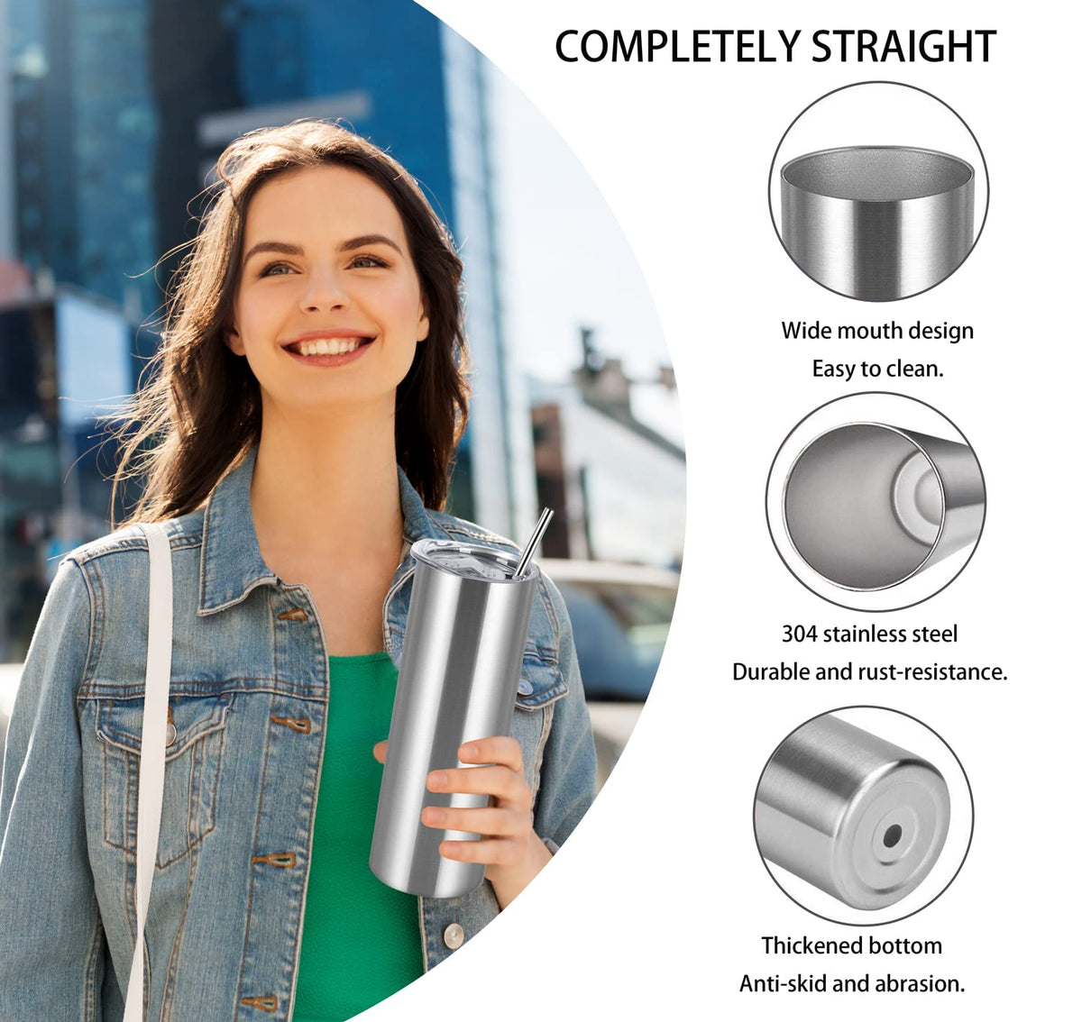 24 Pack 20 Oz Stainless Steel Straight Tumblers (7 Count)