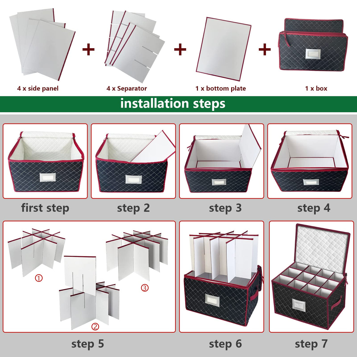 Christmas Stemware Storage Cases with Dividers (2 Count)