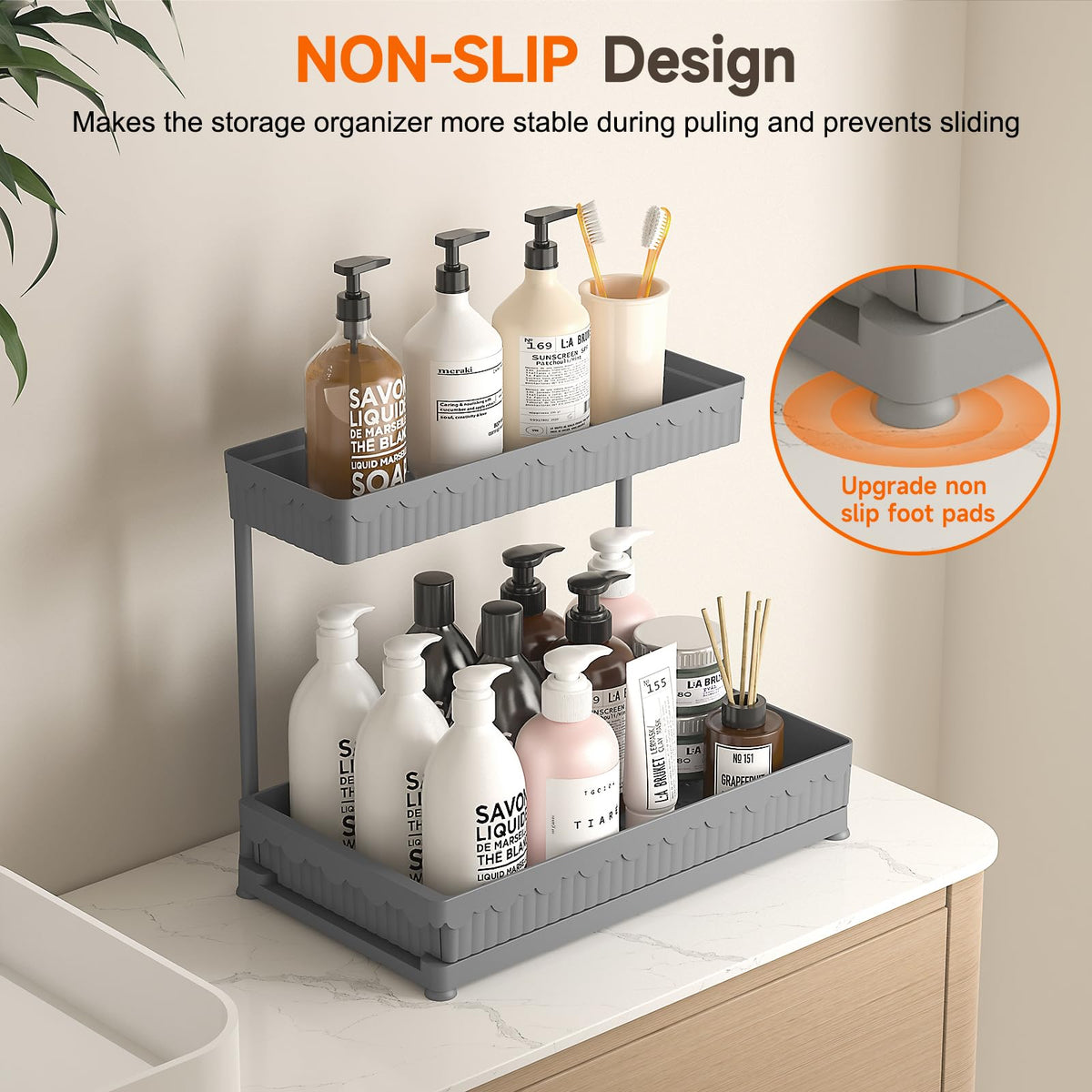3-Pack 2-Tier L-Shaped Under Sink Organizers with Sliding Drawers (3 Count)