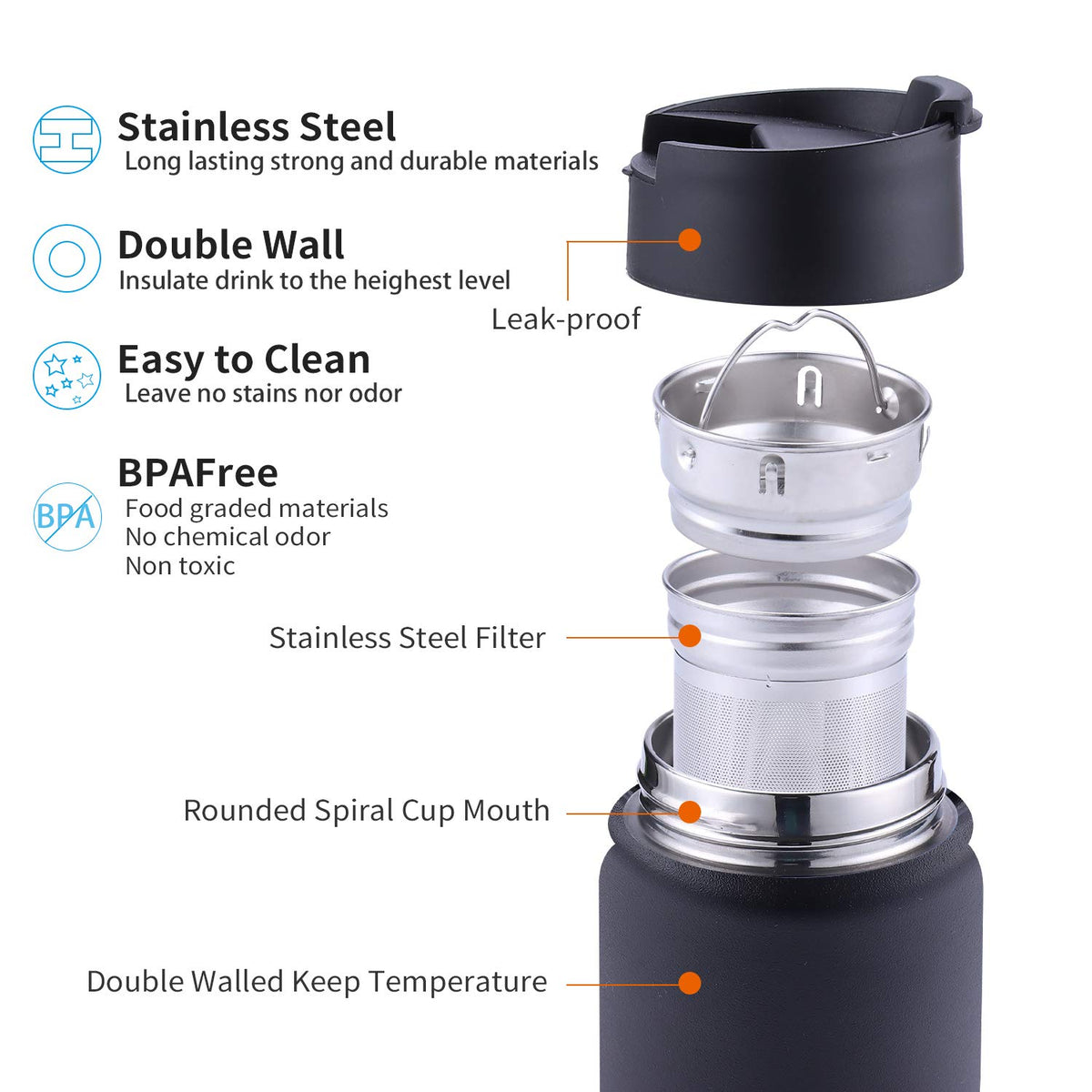 Tea Infuser Bottle With Removable Loose Leaf Tea Strainer Cup 18