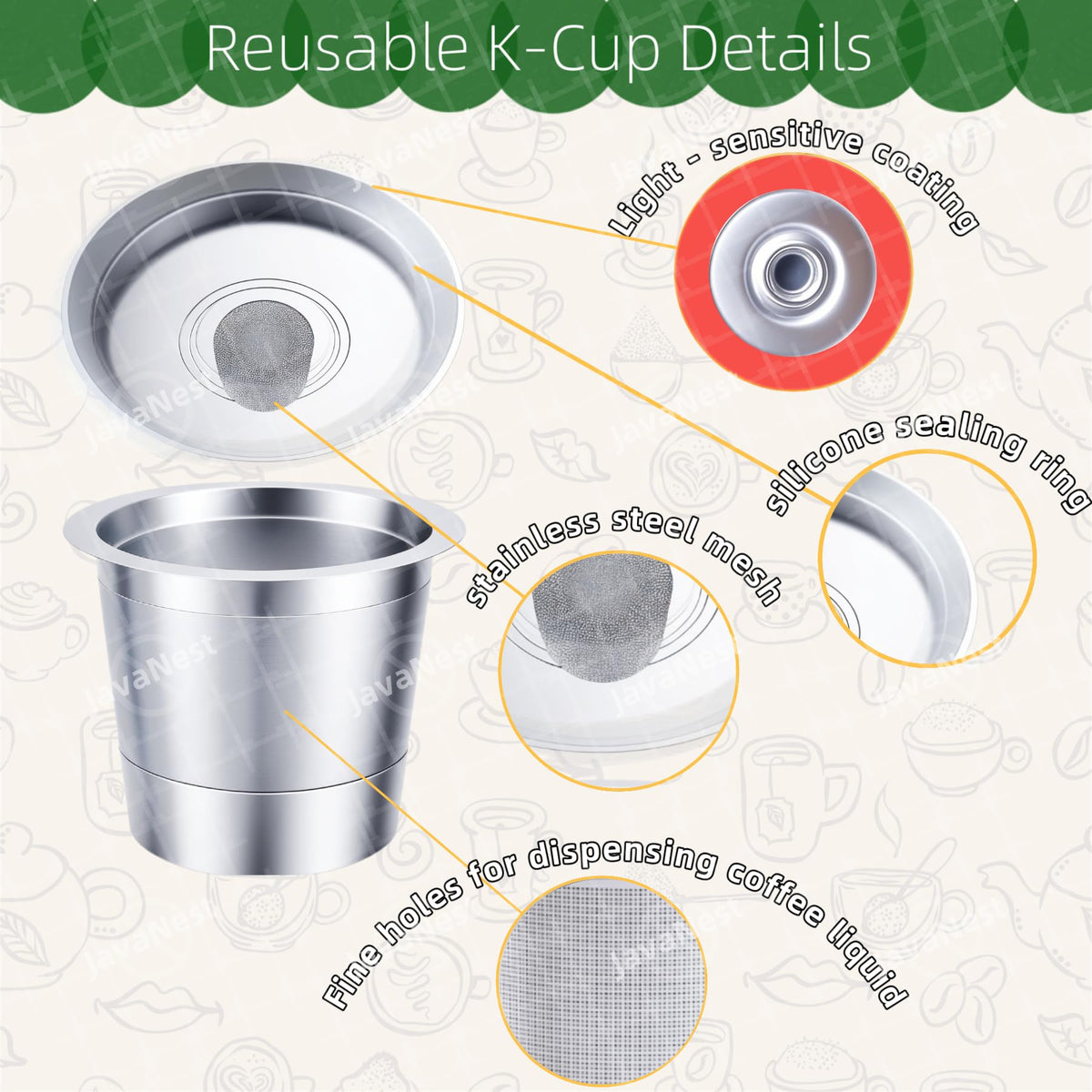 6 Pack Reusable K Cups for Keurig 2.0 & 1.0 (6 Count)