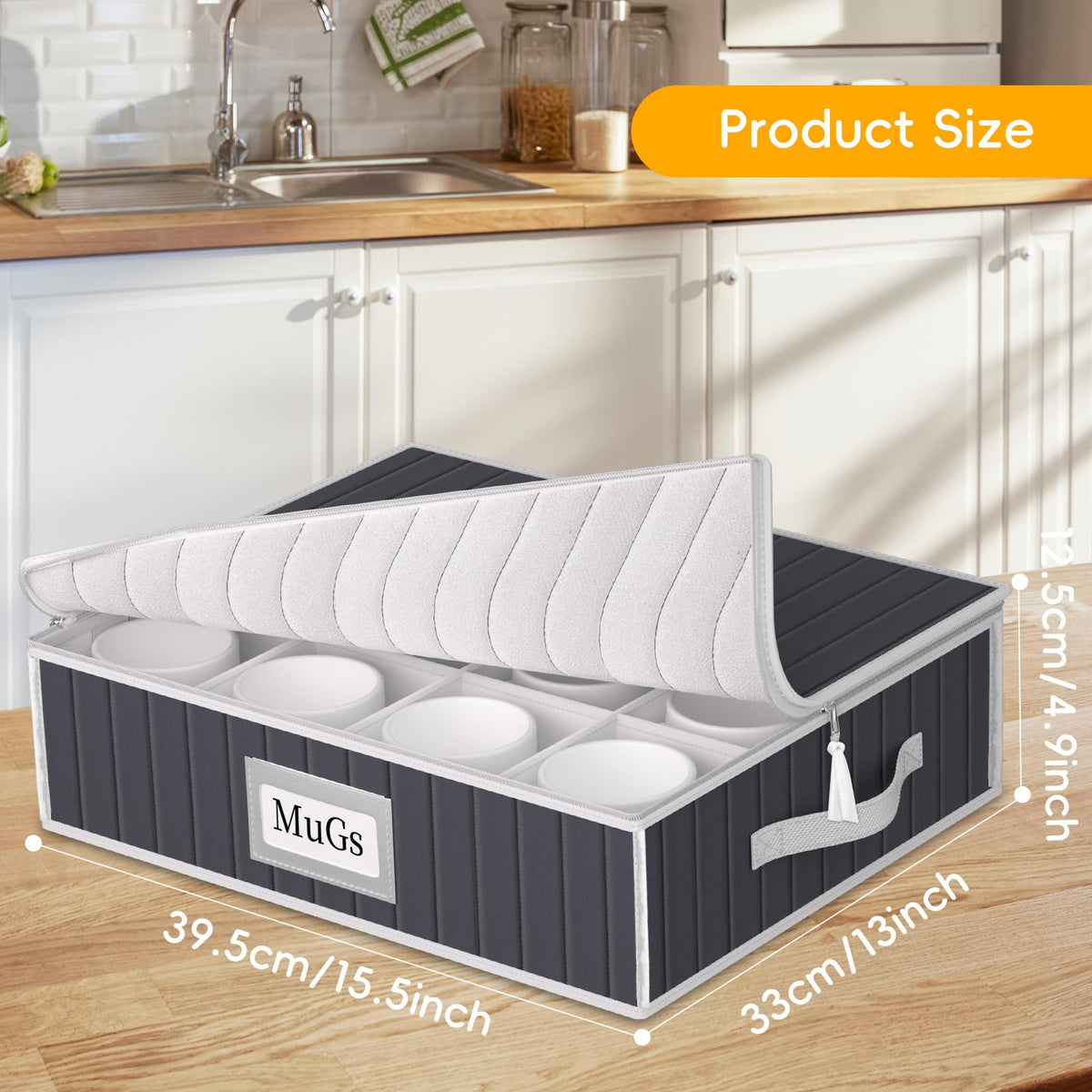 Mug and Cup Storage Box with Dividers
