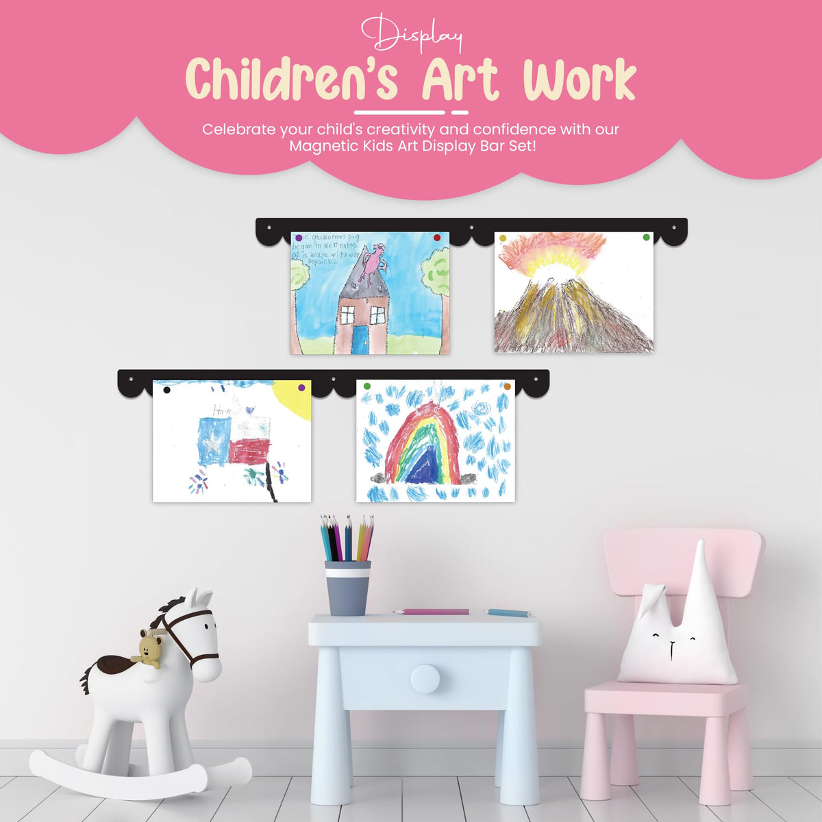 Scalloped Magnetic Art Display for Kids Artwork & Photos