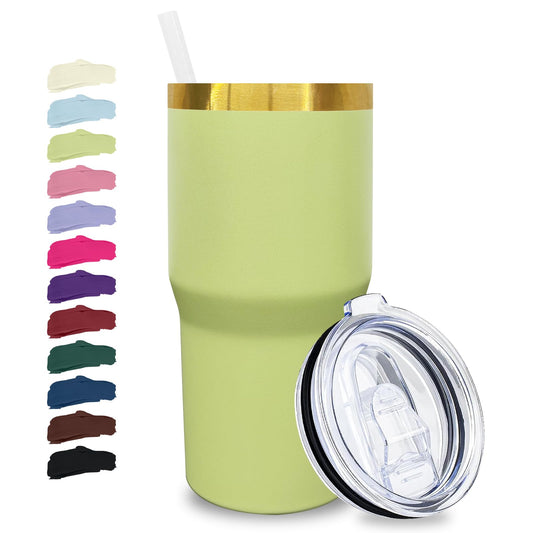 20 oz Tumbler Bulk Stainless Steel Tumblers with Lids and Straws LightGreen