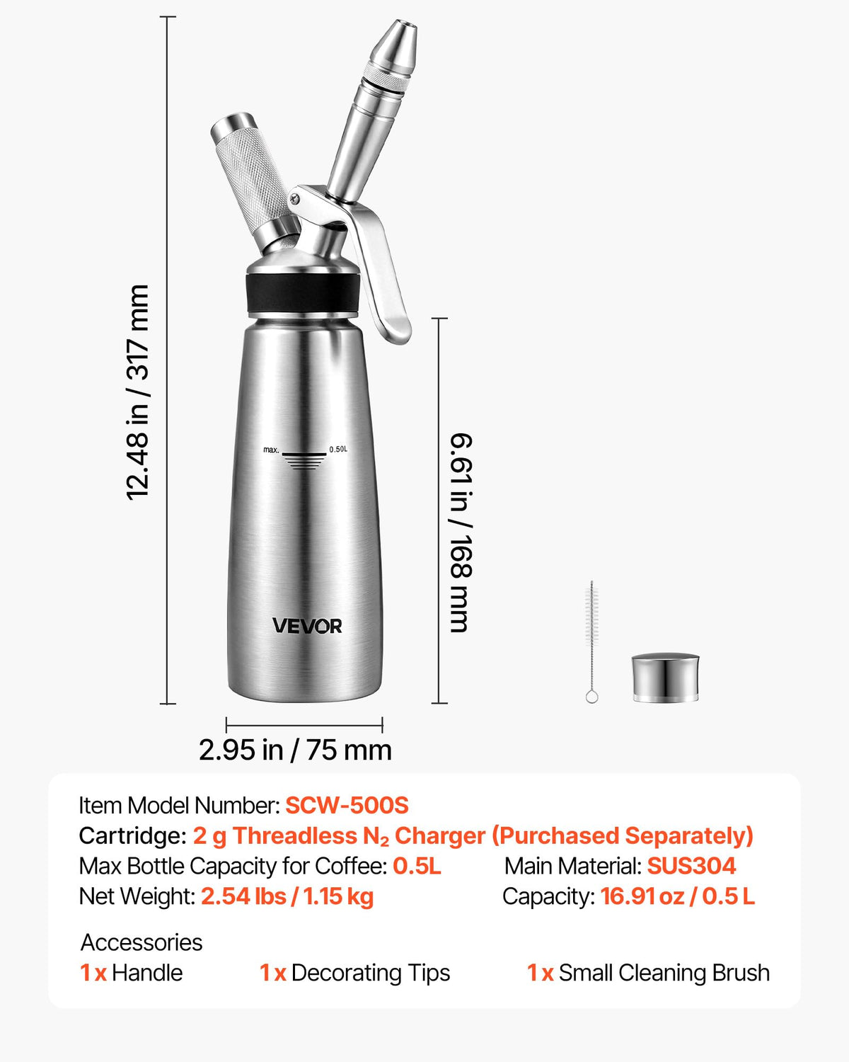Nitro Cold Brew Coffee Maker 17 oz Nitrogen Dispenser System