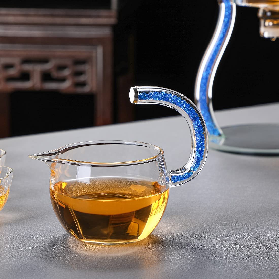 Glass Teapot Set Semi Automatic Drip Rotating with Infuser Lazy Kungfu Tea pot Set