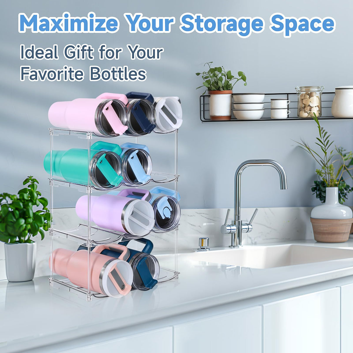 Stackable Water Bottle Organizer for Stanley 40 oz Tumbler (4 Count)