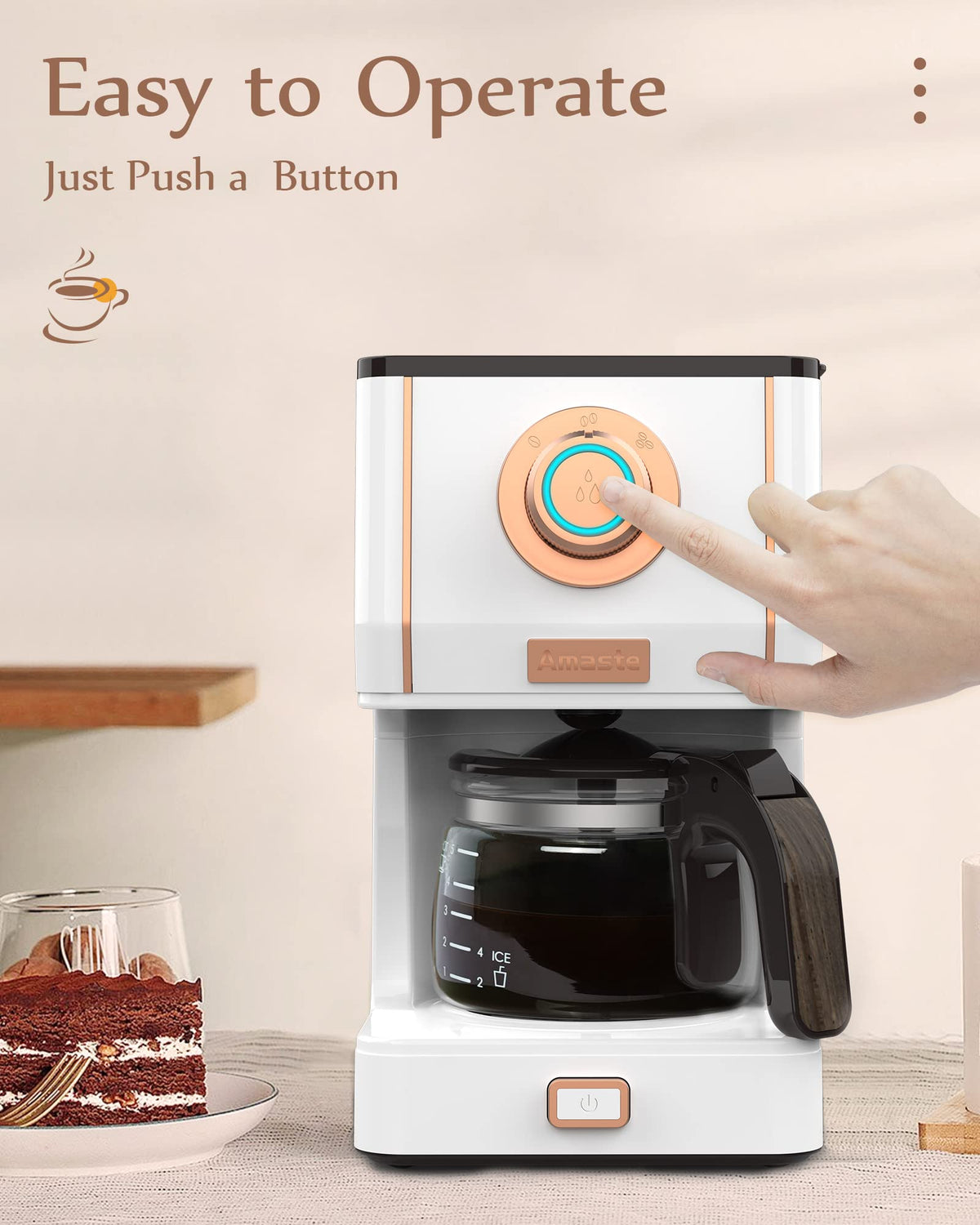Retro Style Coffee Machine with 25 Oz Glass Coffee Pot
