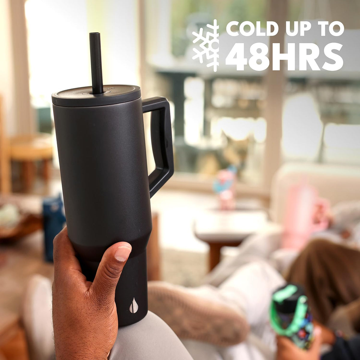 Spill Proof 40oz Insulated Tumbler with Handle & Straw Travel Mug