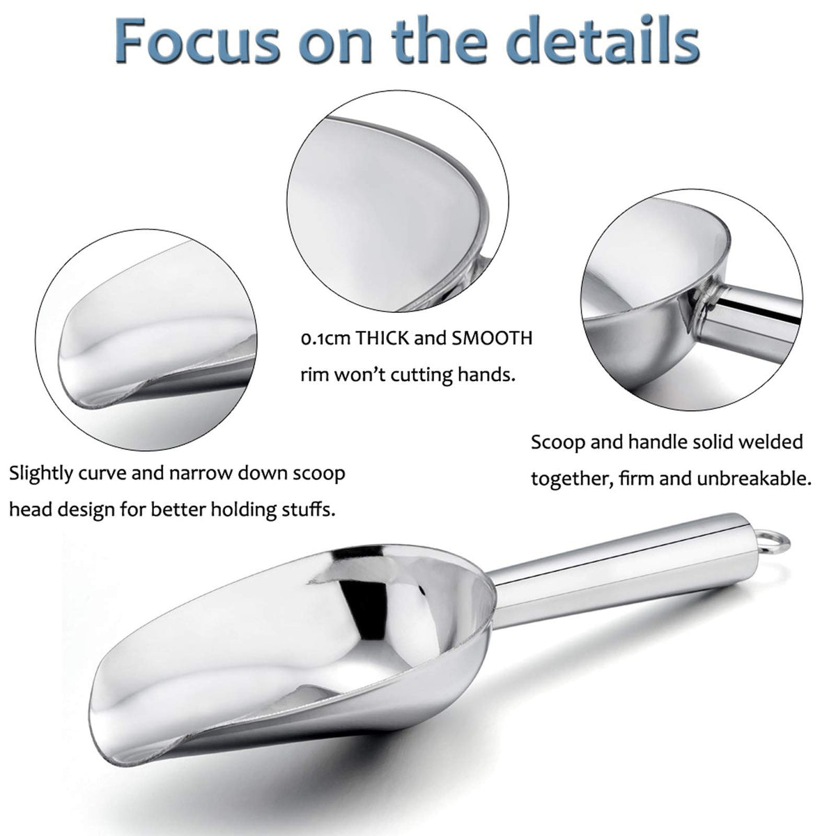 Mini Scoop 3 Ounce Stainless Steel Kitchen Utility Scoops (4 Count)