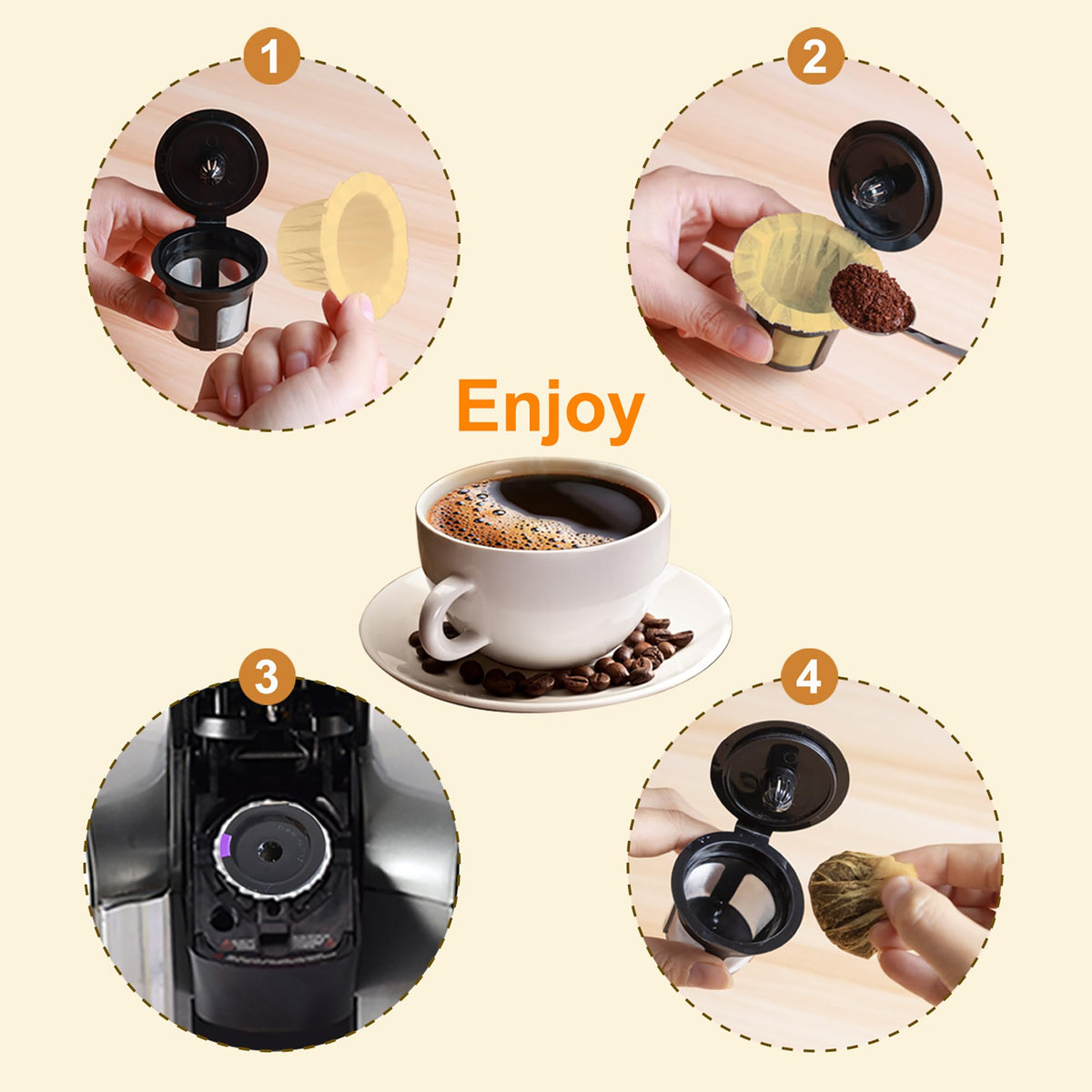300 Count Natural K Cup Filters for Keurig Single Serve 1.0 and 2.0