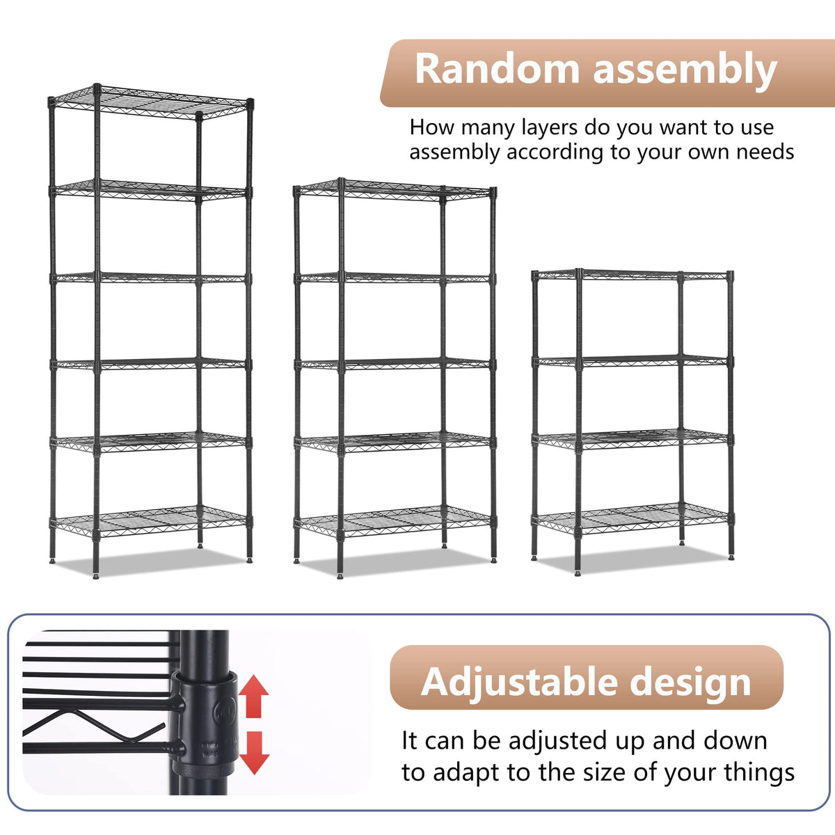 6 Tier Wire Shelving Units Adjustable Metal Storage Rack 23L x 13W x 59H NSF Pantry Shelves Kitchen Organization Shelf for Kitchen Garage Small Places Commercial