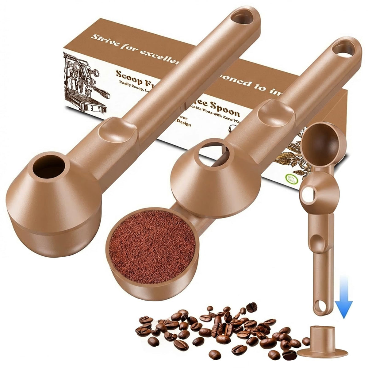 Coffee Scoop with Funnel for Ground Coffee (2 Count)